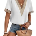 Vanessa Beige Vneck Top